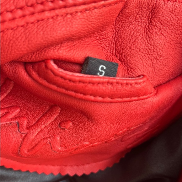 INFINITY Men's Bold Red Lambskin Leather Moto Jacket size S - Picture 10 of 10